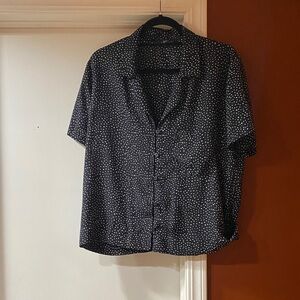 Lulu's Black and White Button Down Shirt